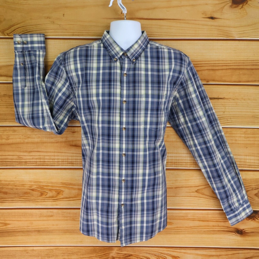 G.H. Bass & Co. Long Sleeve Button Down Shirt Mens Size L Blue Plaid 100% Cotton